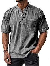 ieftine Tricou casual Henley-Bărbați Cămașă Henley Tricouri Tee Top Manșon scurt Henley Toamnă Iarnă Retro Modă Designer Nostalgic Modă Epocă Vacanță Stradă Ieșire Bleumarin Negru Verde Deschis Top tricou pentru bărbați