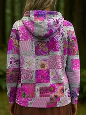 olcso Virágmintás felsők-Női Pulóver Hoodie pulóver Virágos Grafika Alkalmi Hosszú ujj Kapucni Normál felsők Party estélyi viselet Utca Hétköznapi Arcpír rózsaszín Medence Narancssárga Lóhere Tavasz Ősz Tél