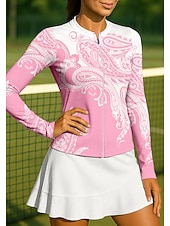 economico Camicia Donna-Per donna Paisley Maglietta sportiva Maglia da tennis Manica Lunga Cerniera Floreale UPF50+ Resistente ai Raggi UV Alta elasticità Traspirante Pallavolo Tennis Golf Collo alla coreana Collo con zip