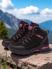 preiswerte Damen-Sneaker-Wasserdichte Wanderstiefel für Damen – violette High-Top-Outdoor-Trailschuhe mit Knöchelstütze für Trekking, Camping und Bergabenteuer