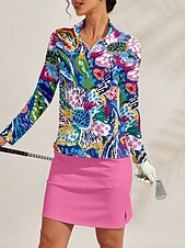 billiga Polos &amp;amp; kvartsdragkedjor-Dam Vandringspolotröja Mörkblå Långärmad Överdelar Golfkläder för damer Kläder Outfits Bär kläder