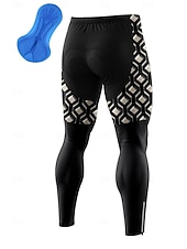 baratos Calças de bicicleta-Homens Gráfico Geométrica Calças de bicicleta Moto Meia-calça Calças Fino Esportes Resistente a UV Tapete 3D Secagem Rápida Tiras Refletoras Preto Roupa Roupa de Ciclismo