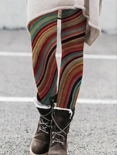 baratos Arte &amp; Design Impressão-Mulheres Leggings Férias Vintage Moda Comprimento total Cintura Alta Gráfico Abstrato Estampado Térmico / Quente Macio Respirável Com Stretch Ao ar livre Férias Rua Vinho Preto Azul Laranja Primavera