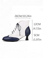 olcso 1950-es évek-női 1950-es évekbeli vintage oxford bokacsizma – kétszínű, fűzős, brogue sarkú, szárnyas hegyű kialakítású, edward stílusban, retró öltözékekhez, cosplayhez, teadélutánokhoz és mindennapi viselethez.
