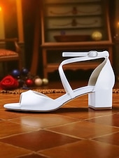 ieftine Sandale cu toc-Sandale damă din satin cu toc bloc și bareta la gleznă - pantofi eleganti cu vârful deschis pentru cocktailuri și ținute de seară