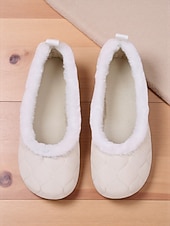 economico Ballerine da donna-scarpe basse da donna trapuntate color talpa con fodera in pelliccia sintetica: scarpe invernali calde e comode da infilare per outfit casual quotidiani