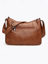 abordables Sacs à bandoulière-Sac à bandoulière en similicuir pour femme – Sac à main vintage multi-poches pour le travail, les voyages et le quotidien