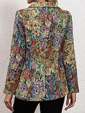 abordables Blazers y Trajes-Mujer chaqueta Cómodo Bolsillo Estampado Elegante Moda Exterior Flor Noche Casual Diario Fin de semana Cardigan Regular Diseño Ajuste regular Manga Larga Ropa de calle Amarillo Primavera Otoño
