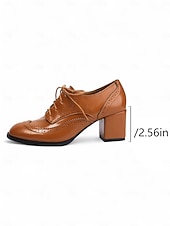 abordables Zapatos Oxford de mujer-Zapatos brogue oxford de tacón grueso con bloques de color para mujer: zapatos de vestir vintage con cordones de los años 50 con detalle de espiga de tweed para la oficina, el Oktoberfest y la moda de