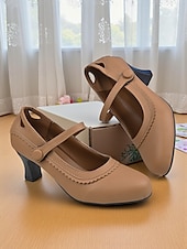 cheap 1950s-Women&#039;s Vintage Green Mary Jane Heels - 1950s-Style Round Toe Shoes with Scallop Details for Fall Work Looks,Daily Outfits and Vintage-Inspired Gatherings