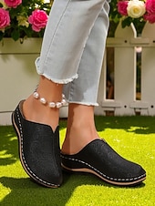 preiswerte Clogs &amp; Pantoletten für Damen-Damen-Slipper aus Kunstleder – atmungsaktive Komfort-Clogs mit Spitzenmuster für Gartenarbeit, Hauskleidung und Freizeitoutfits