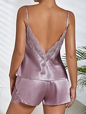 Χαμηλού Κόστους Πιτζάμες και νυχτικά-Γυναικεία Πυτζάμες Μοντέρνα Καθημερινό Ανατομικό Μονόχρωμες Σατέν Μεταξωτές Πιτζάμες Πιτζάμες Δαντέλα Κουρελού Σπίτι Κρεβάτι Αμάνικο Λουριά Ροζ Ανοικτό Μαύρο Λευκό Σαμπανιζέ Ρουμπίνι Καλοκαίρι