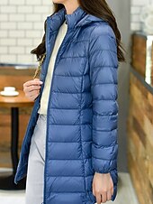 abordables Doudounes-Femmes Doudoune Manteau Chaud Confortable Fermeture éclair Avec Poches Mode Uni Fête Décontracté Quotidien Week-end Fermeture éclair Long À capuche Coupe régulière manche longue Vêtements d&#039;extérieur