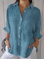 preiswerte Damen Kunst- und Design-Oberteile-Damen Shirt Button Down Tunika Hemd Kragen Langarm Grafisch Abstrakt Täglich Stilvoll Modern Regelmäßige Tops Arbeit Täglich Feiertag s Druck Weiß Blau Grün Khaki Frühling Herbst