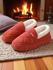 voordelige Damespantoffels &amp; slippers-gewatteerde pantoffels voor dames met voering van imitatiebont – warme huisschoenen voor de winter en koude vloeren