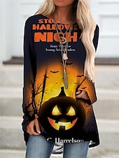 ieftine Rochie de Halloween-Pentru femei Rochie Mini Rochie hanorac Rochie casual Modă Modern În aer liber Halloween Zilnic Fit regulat Dovleac Manșon Lung Stil Nautic Negru Albastru piscină Mov Portocaliu Primăvară Toamnă