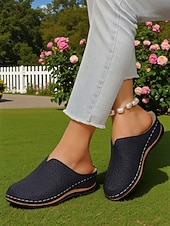 preiswerte Clogs &amp; Pantoletten für Damen-Damen-Slipper aus Kunstleder – atmungsaktive Komfort-Clogs mit Spitzenmuster für Gartenarbeit, Hauskleidung und Freizeitoutfits