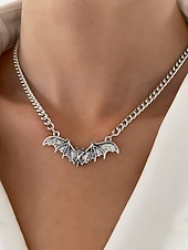 abordables Accessoires d&#039;Halloween-Collier pendentif chauve-souris gothique pour femme - ras de cou vintage en argent pour fêtes costumées, cosplay et mode sorcière