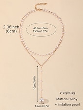 abordables Boda ACC-Collar con colgante de perlas en capas para mujer: elegante cadena de aleación en tono dorado con detalles de perlas de imitación para eventos formales, bodas y fiestas nocturnas.