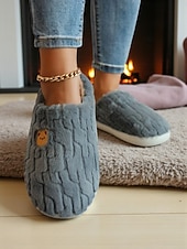 ieftine Flip-Flops de Damă-Papuci de pluș pentru femei cu desene animate și broderie cu ursuleți – pantofi moi și confortabili pentru dormitor și pentru uz casnic iarna