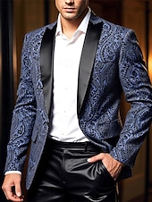 economico Blazer Classici da Uomo-Per uomo Blazer Affari Cocktail party Ricevimento di matrimonio Moda Casual Primavera Autunno Poliestere Anacardi Tasca Bottoni Confortevole Monopetto Giacca Blu marino