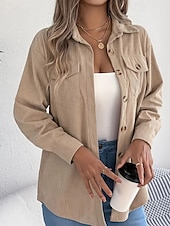 economico Top Semplici da Donna-Per donna Camicia Blusa con texture Blusa Semplice Moderno Casual Manica Lunga Colletto a Camicia Top Regolari Quotidiano Uscire Tasca Bottoni Nero Vino Cachi Autunno