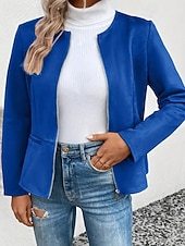 levne Bundy z umělé kůže-Dámské Deri Ceketler Neformální bunda Zahřívací Pohodlné Zip Kapsy Módní Bez vzoru Venkovní ulice Jdeme ven Běžné / Denní Zip Standardní Výstřih ke krku Běžný Dlouhý rukáv Svrchní oděvy Černá Vodn