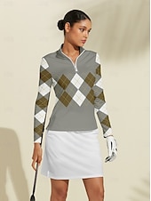 Women's Golf Polo Shirt Grey Long Sleeve Top Ladies Golf Attire Clothes Outfits Wear Apparel4