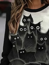 ieftine Tricou cu animale-Tricou femei cu mânecă lungă grafic animal vintage elegant clasic gât echipaj gât rotund bluze regulate imprimeu zilnic negru primăvară toamnă pre-toamnă