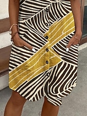voordelige Strepen- en geometrische jurk-Dames Mini-jurk Shirtjurk Casual jurk Jurk met print Modieus Modern Dagelijks Strand Weekend Normale pasvorm Gestreept Korte mouw Overhemdkraag Khaki Zomer Lente Herfst