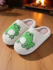 baratos Chinelos de mulher-Pantufas femininas de lã sintética branca com estampa fofa de corgi – chinelos confortáveis de inverno para casa, quarto e sala de estar