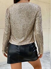 preiswerte Freizeitjacken-Damen Freizeitjacke Alltagskleidung Pailletten Feste Farbe Cool Regular Fit Oberbekleidung Langarm Frühling Rotgold S