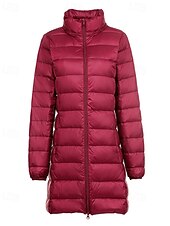 abordables Doudounes-Femmes Doudoune Manteau Chaud Confortable Fermeture éclair Avec Poches Mode Uni Fête Décontracté Quotidien Week-end Fermeture éclair Long À capuche Coupe régulière manche longue Vêtements d&#039;extérieur
