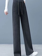 halpa Suorat Housut-Naisten Vakosamettihousut Housut Suora Katutyyli Vapaa-aika Täyspitkä Luonnollinen Tavallinen Joustava kiristysnauhan suunnittelu Mukava Katu Pyhäpäivä Viikonloppu Tumma harmaa Musta Khaki Syksy