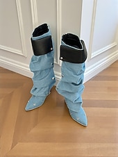 levne Slouch Boots-Dámské hnědé semišové kozačky nad kolena s odnímatelnou přední ozdobou a multistylem - módní obuv na vysokém podpatku pro moderní městské outfity