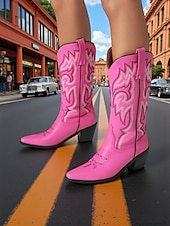 levne Cowboy &amp; Western Boots-Dámské kovbojské boty v západním stylu s vyšívanými kamínky, ideální pro městskou bohémskou módu a slavnostní příležitosti