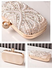 זול תיקי ערב וקלאצ'ים-תיק קלאץ' ערב לנשים מעוטר פנינים, חרוזי קריסטל ועיצוב וינטג' בסגנון אר-דקו – תיק יד אלגנטי לאירועים מיוחדים ומסיבות