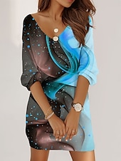 Χαμηλού Κόστους Τέχνη &amp; Σχεδίαση Φόρεμα-Γυναικεία Μίνι φόρεμα Φόρεμα ριχτό Διακοπές Καθημερινό Καθημερινά Αργίες Κοκτέιλ Πάρτι Κανονικό Ombre Γραφική Αφηρημένο Μακρυμάνικο Λαιμόκοψη V Θαλασσί Βυσσινί Πορτοκαλί Καλοκαίρι Άνοιξη Φθινόπωρο