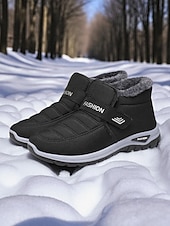 economico Stivali di neve e inverno-scarpe da ginnastica invernali da donna in caldo pile foderato color bordeaux – racchette da neve impermeabili e antiscivolo per passeggiate all&#039;aperto e clima freddo