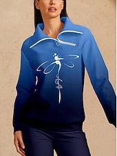 Dam Pullover-tröja Mörk Marin Långärmad Överdelar Golfkläder för damer Kläder Outfits Bär kläder billiga Kvinnors golfkläder-Dam Pullover-tröja Mörk Marin Långärmad Överdelar Golfkläder för damer Kläder Outfits Bär kläder