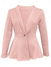 preiswerte Blazer &amp; Anzüge-Damen Wintermantel Bequem Atmungsaktiv Knöpfe Mode Täglich Einfach Outdoor Lässig Täglich Einreihig Regulär V Ausschnitt Normale Passform Langarm Oberbekleidung Schwarz Weiß Rosa Frühling Herbst