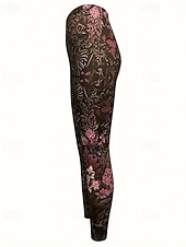 levne -Dámské Kalhoty Legíny Pohodlné legíny Šik ven Na běžné nošení Plná délka Vysoký pas Květinový Elastický pas Tisk Prodyšnost Pohodlné Elastické Dovolená ulice Denní nošení Fialová Zelená Jaro Podzim