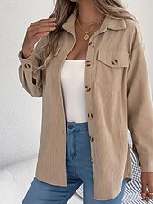 economico Top Semplici da Donna-Per donna Camicia Blusa con texture Blusa Semplice Moderno Casual Manica Lunga Colletto a Camicia Top Regolari Quotidiano Uscire Tasca Bottoni Nero Vino Cachi Autunno