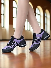 abordables Baskets de danse-Baskets de danse jazz en maille rouge et noire pour femmes avec semelle fendue, design léger et respirant - chaussures d&#039;entraînement professionnelles pour le hip-hop, la zumba et l&#039;entraînement de