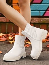 abordables Botas del Chelsea-Botines Chelsea negros para mujer: botines de piel sintética con paneles laterales elásticos para el estilo urbano, el trabajo y los looks informales de otoño.