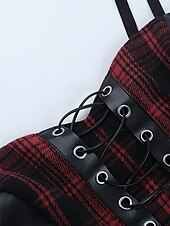 levne Šaty-Punk a gotika Mini Asymetrické Šaty Bez rukávů Gotická dívka Popruh na špagety Korzet Pléd Rozevláté Maškarní kostým Unisex předvečer Všech svatých Karneval Párty Ležérní Noc a speciální příležitost