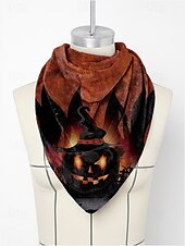 abordables Accesorios de Halloween-Bufanda con estampado de calabaza de Halloween para mujer: pañuelo triangular suave para el cuello ideal para fiestas, cosplay y festivales de otoño.