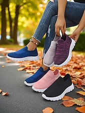 levne Dámské tenisky-Dámské růžové flyknit nazouvací tenisky s bílou podrážkou – ležérní lehká vycházková obuv na fitness, cestování i každodenní nošení