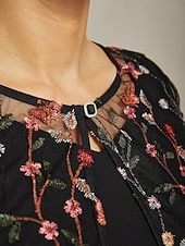 Недорогие Пиджаки и костюмы-Жен. Блейзер Куртка Легкость Кружева Вышивка Элегантный стиль Цветочный принт Официальные Годовщина Для вечеринок Свадебный гость Открытый перед Короткая "Круглый вырез ""под горло""" Стандартный