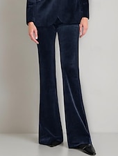 economico Pantaloni e gonne da completo-Tuta / Completo Pantalone Abito da cerimonia per signora Elegante Colletto a Camicia Lunghezza al pavimento Velluto Chiffon Elasticizzato Manica Lunga con Bottoni Tinta unita 2025